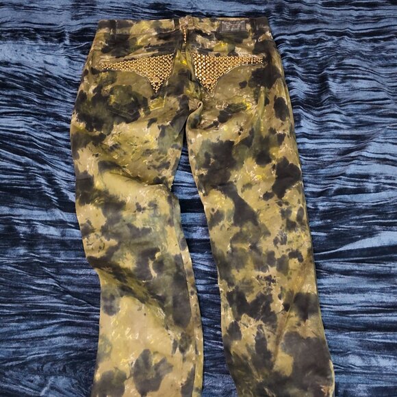 Robins jean, green and gold, waist 31-32 and 28 inseam. - Picture 3 of 7